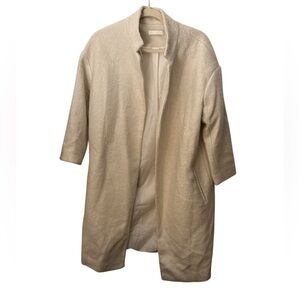H&M‎ Off White Cream Open Front Long Coat